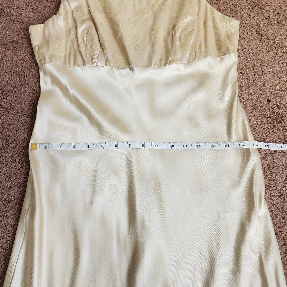Vintage Be Smart Velvet Jaquard Floral Satin Gown In Champagne Women's M - Picture 10 of 16